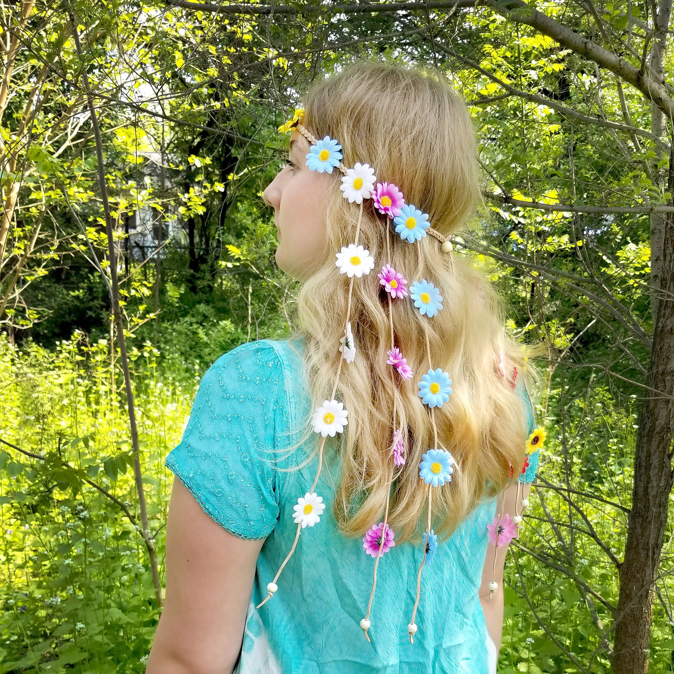 hippie flowers in hair