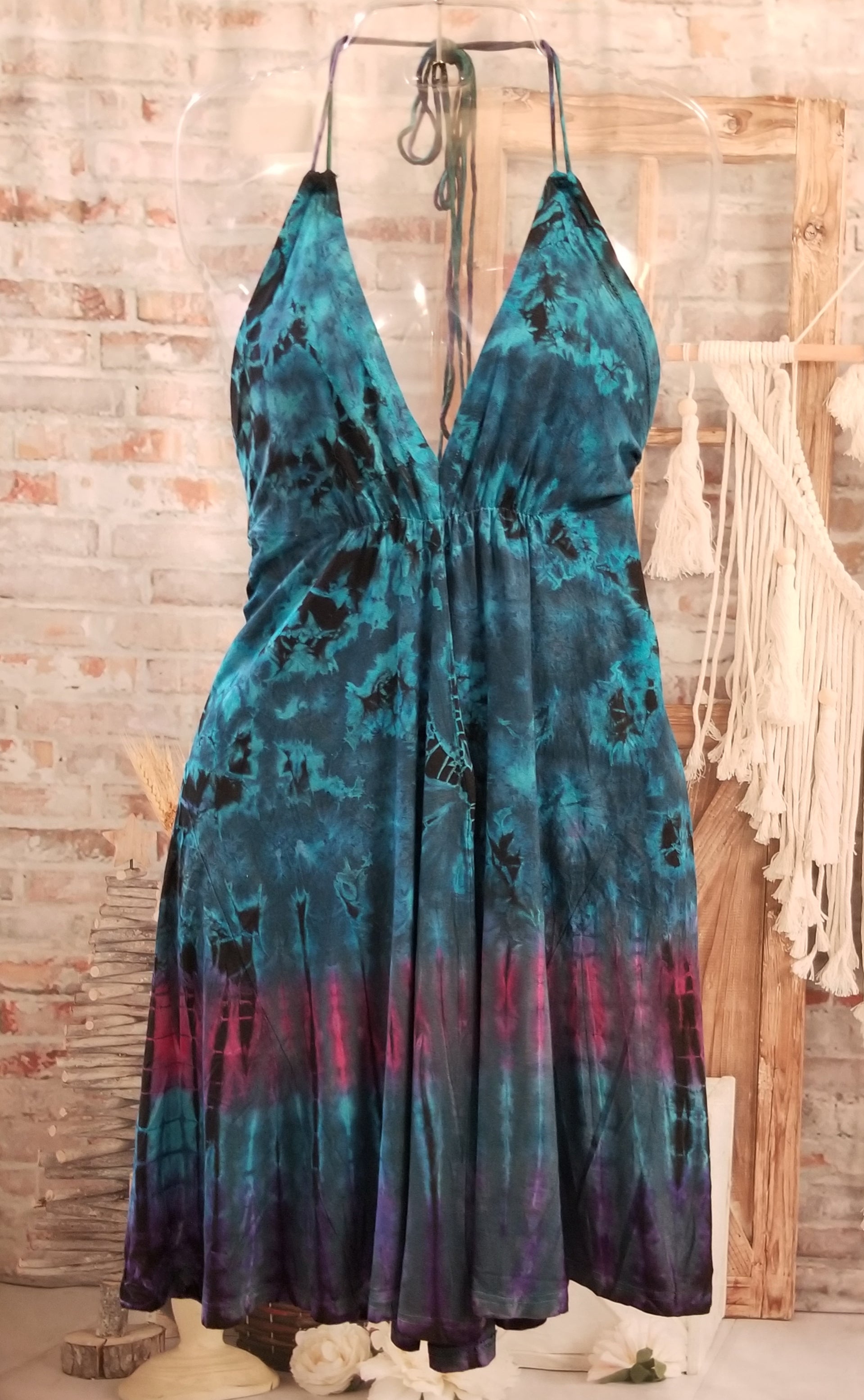 Tie Dye Halter Dress - Boho Hippie ...