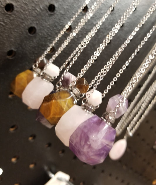 Crystal Essential Oil Bottle Necklace