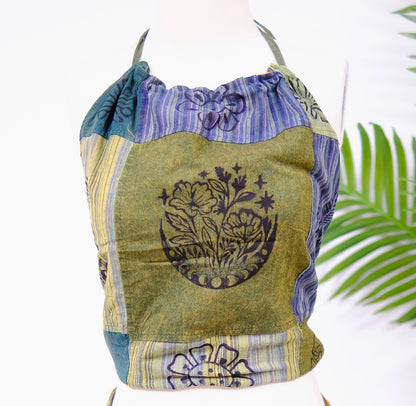 blue green reversible halter top