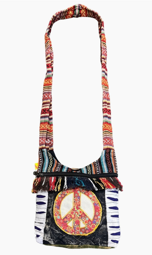 peace sign purse with fringe