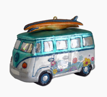 hippie van glass ornament