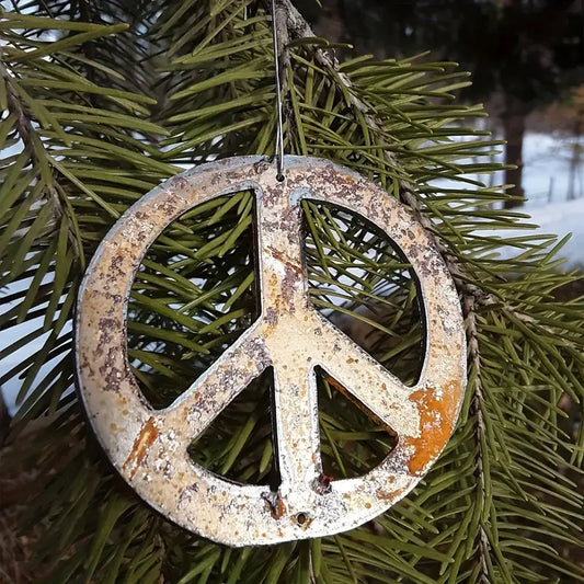 Rustic Metal Peace Sign Ornament