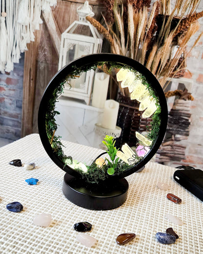 boho hippie room décor LED night light table lamp with quartz crystals