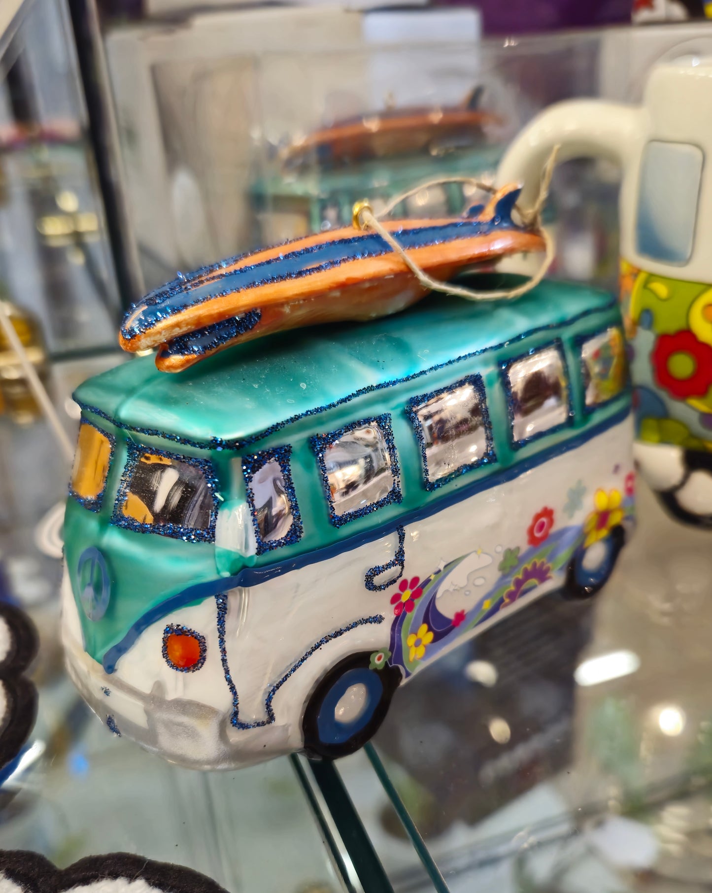 Hippie Van Glass Ornament