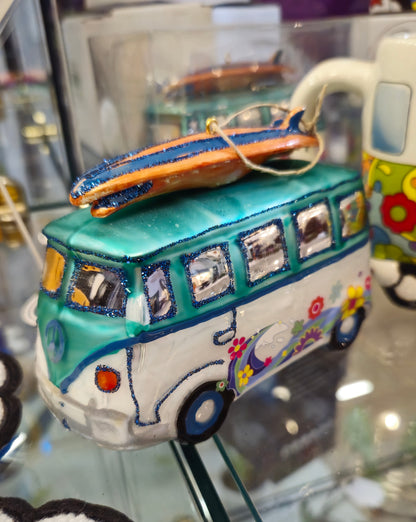 Hippie Van Glass Ornament