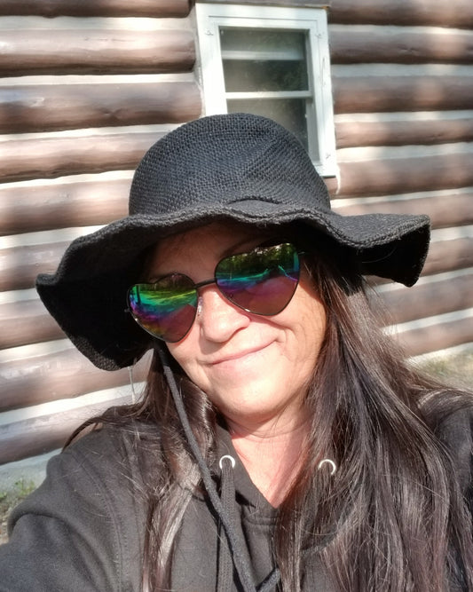 black jute wired brim hippie hat for women and men at the boho hippie hut midland michigan