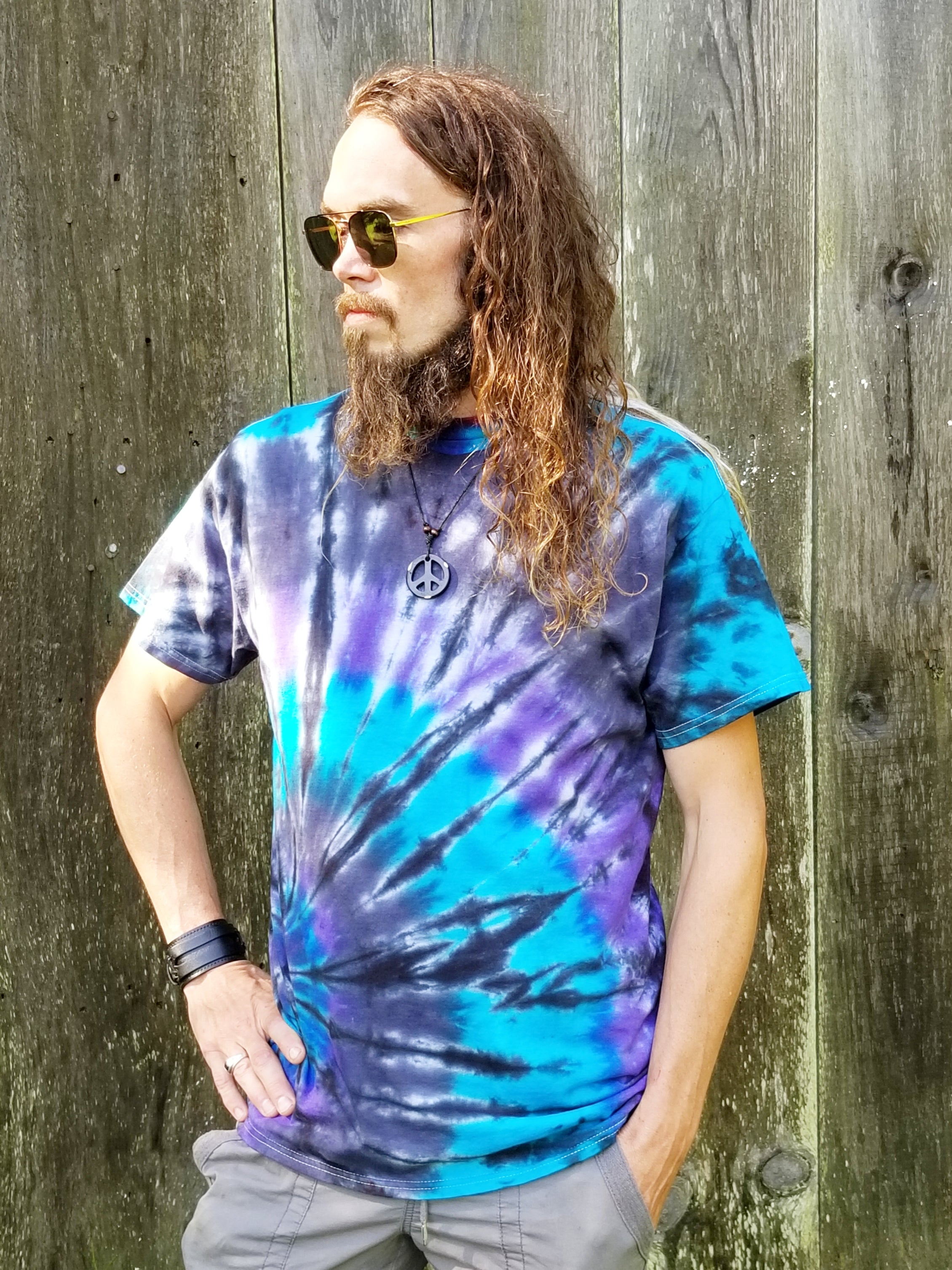 Purple and teal clearance tie dye shirt