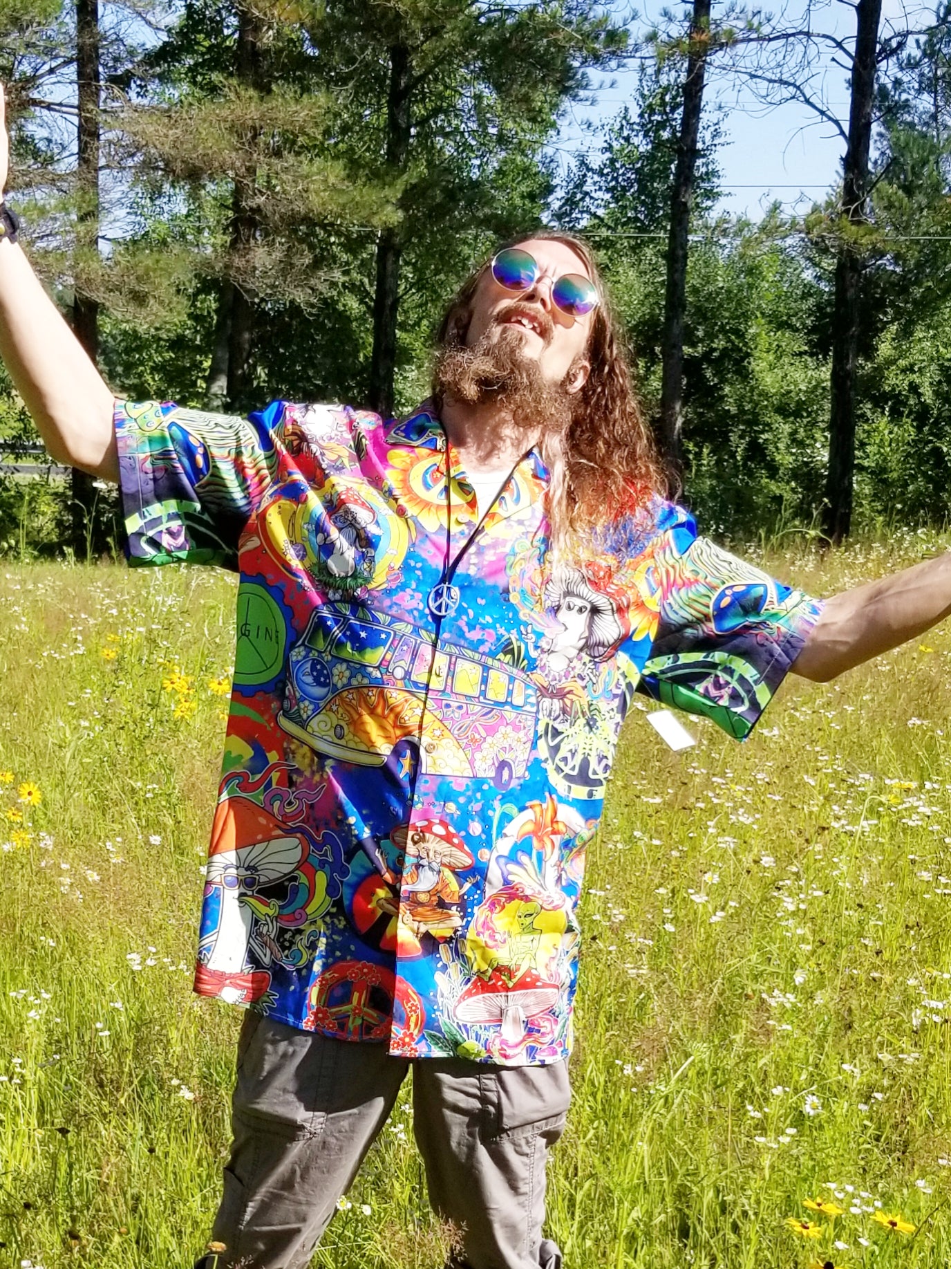 hippie van mens button up shirt at the boho hippie hut in midland michigan