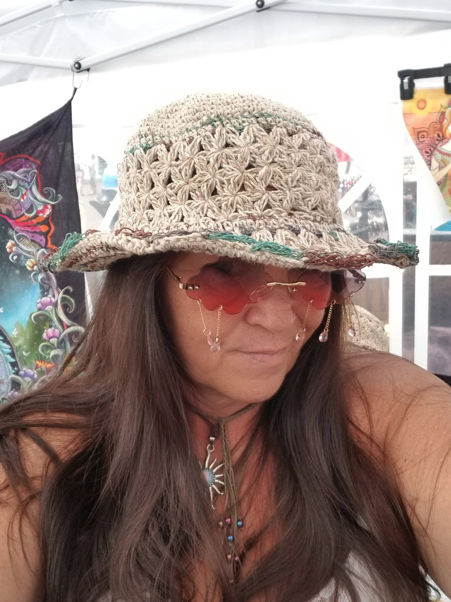 wire brim crochet boho hippie hat for women natural teal and maroon