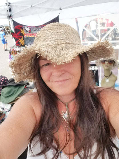 hemp wire brimmed hippie hat with fringe at the boho hippie hut midland michigan