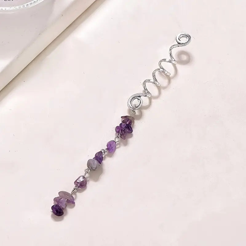 amethyst long braid dread charm