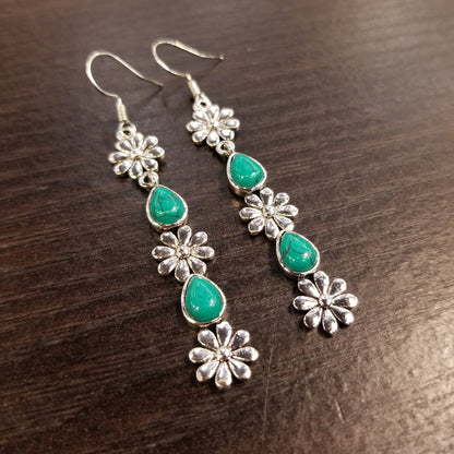 Flower Earrings with Turquoise
