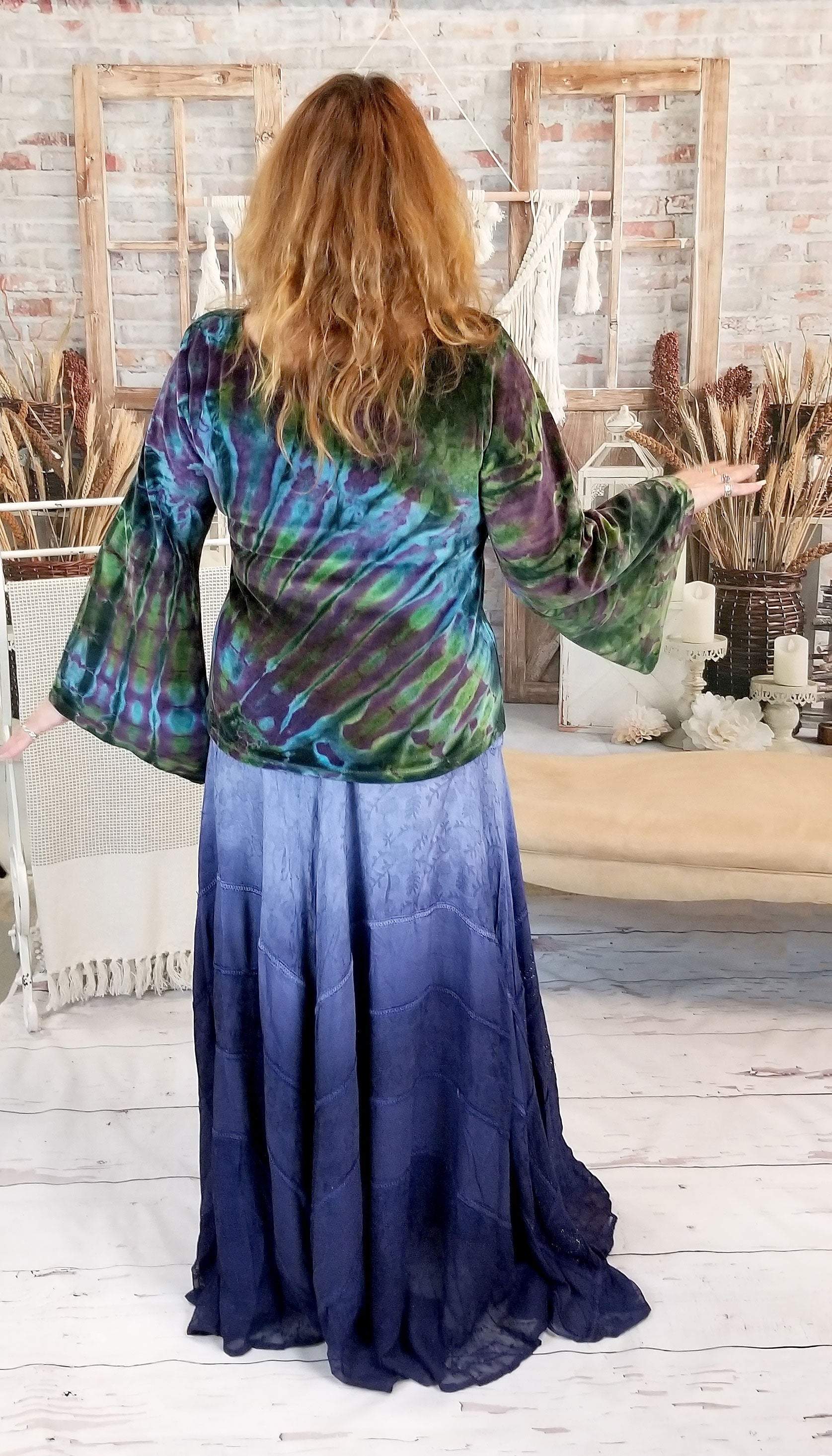 dark blue ombre boho hippie skirt back