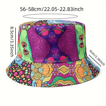 fantasy mushroom bucket hat front with measurements