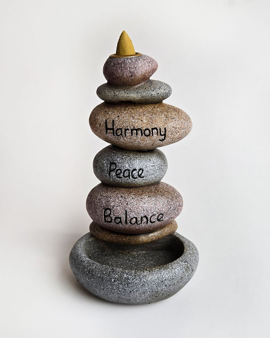 inspirational stones backflow incense burner front