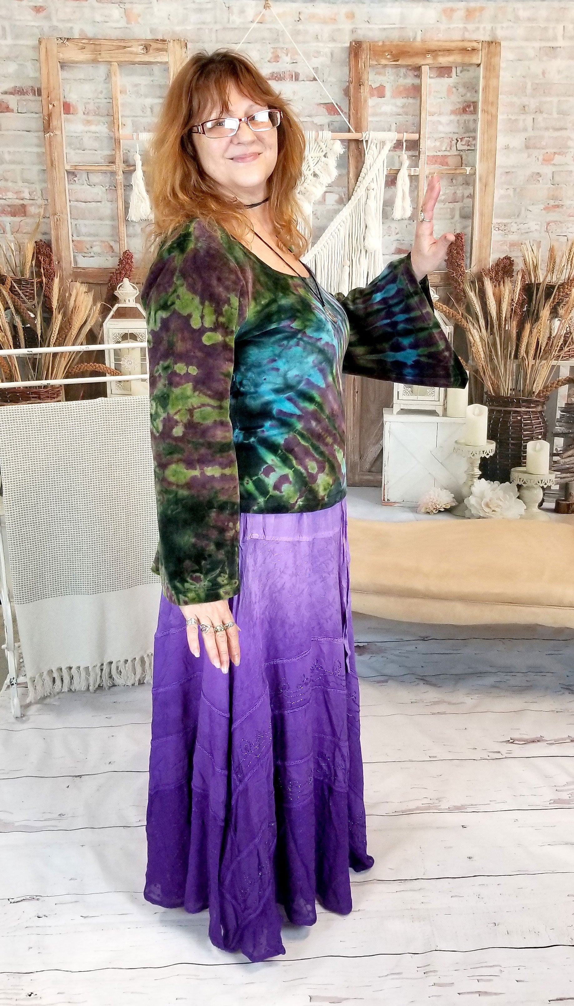 purple ombre boho hippie skirt side