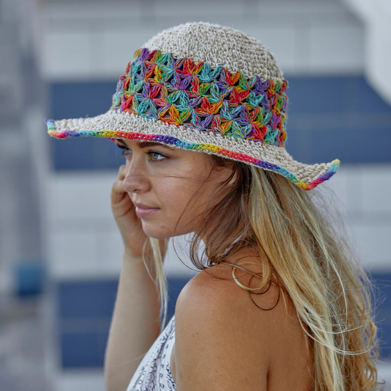 wired brim crochet hippie sun hat for women