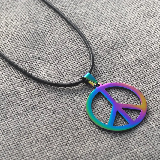 Rainbow Peace Sign Necklace