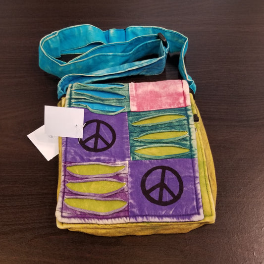 Peace Sign Patchwork Cross Body Bag