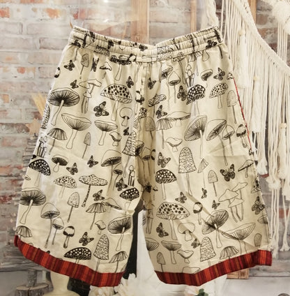 mens mushroom shorts with red trimback