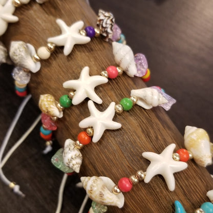 starfish and seashell bracelet anklet multi color