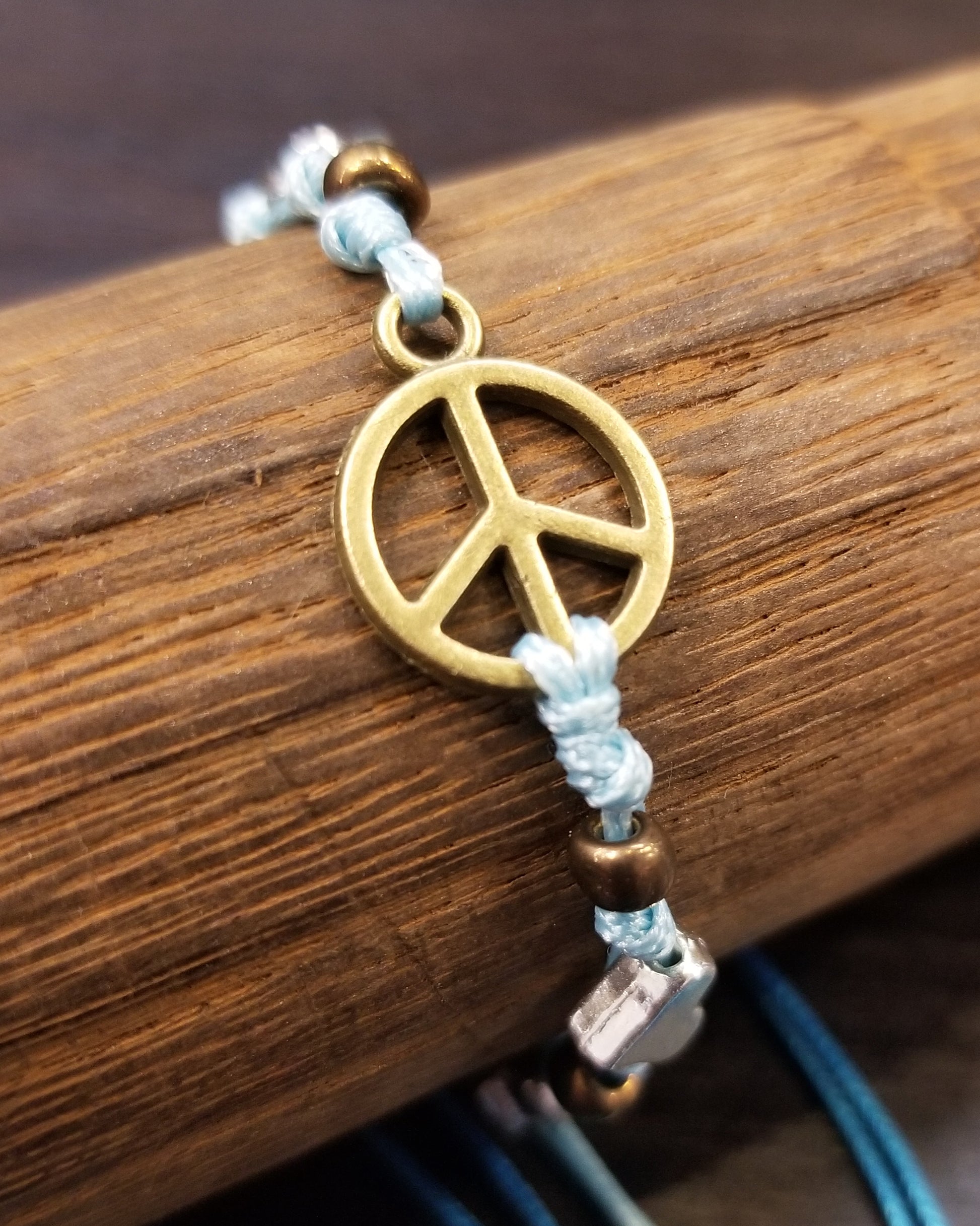 peace love joy adjustable hippie friendship bracelets light blue