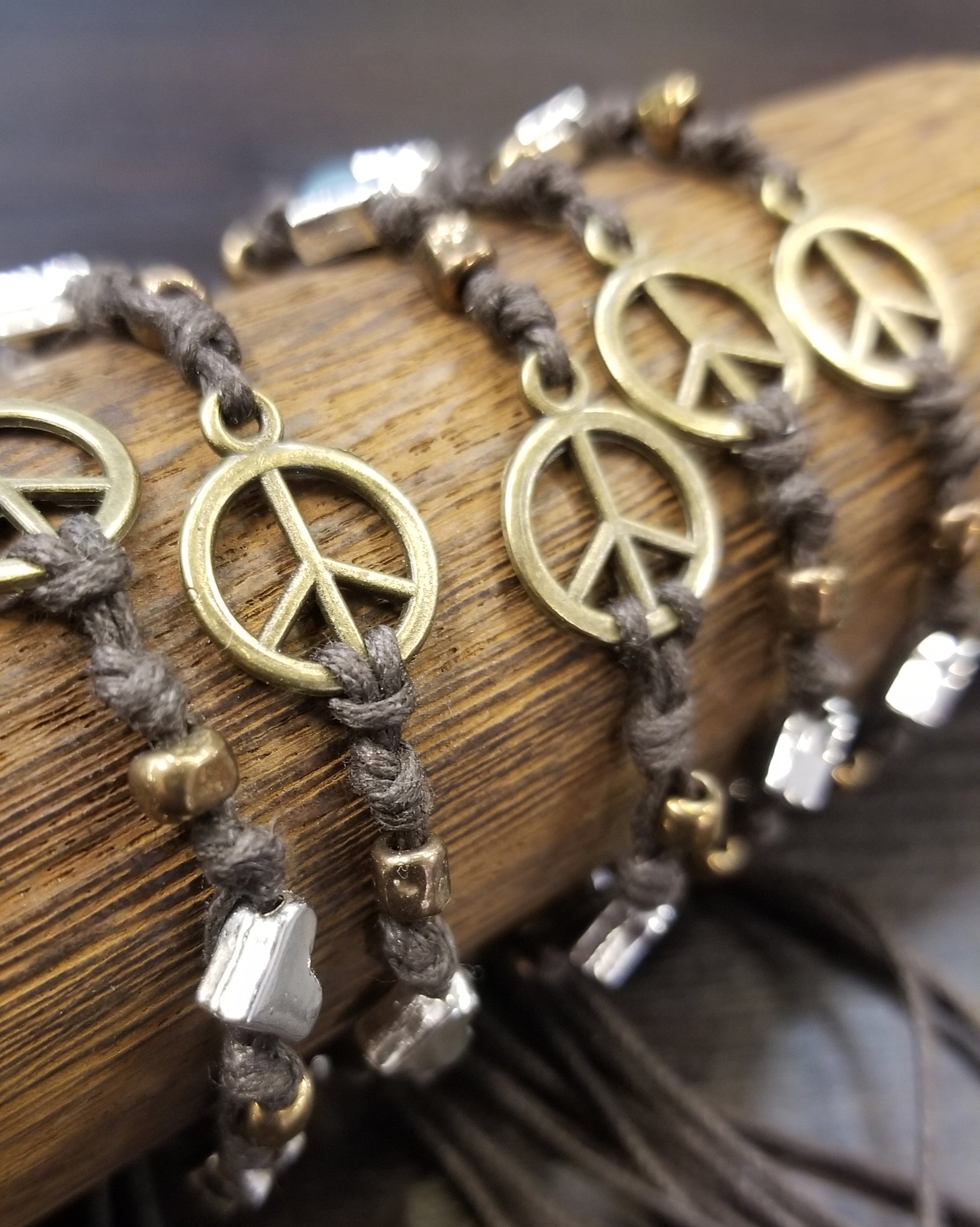 peace love joy adjustable hippie friendship bracelets brown