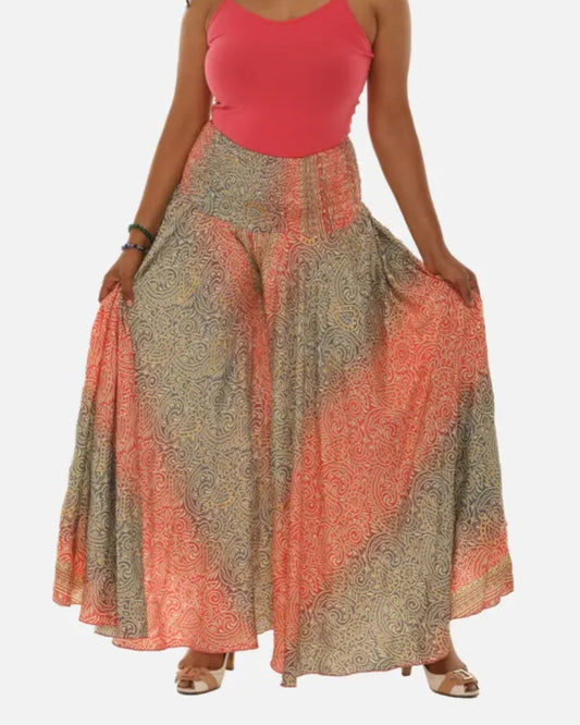 Floral Print Wide Leg Pants Coral