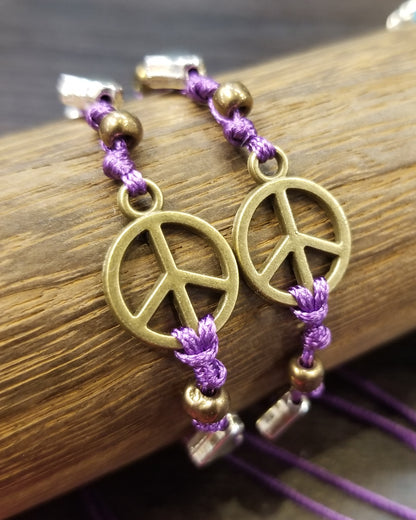 peace love joy adjustable hippie friendship bracelets purple