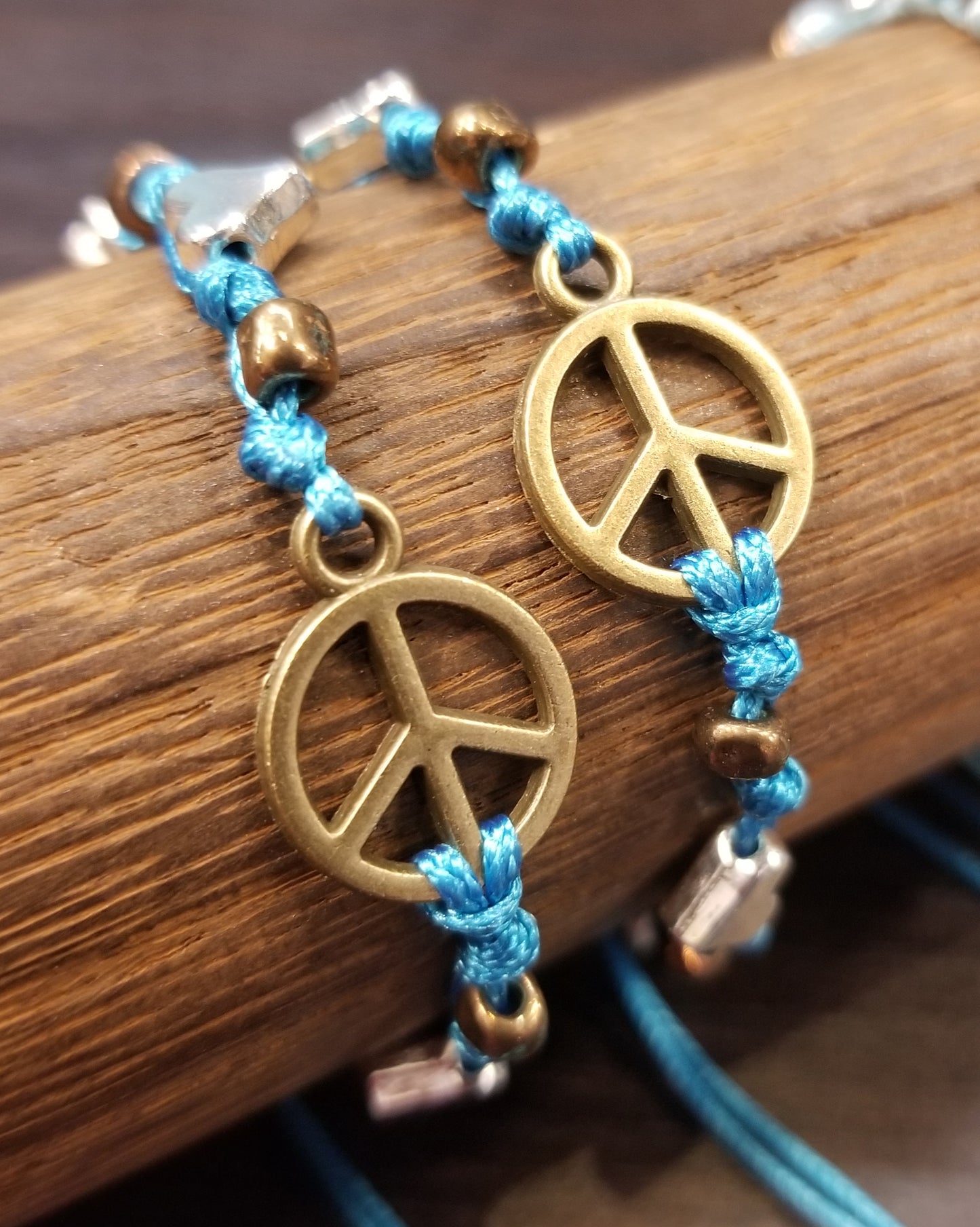peace love joy adjustable hippie friendship bracelets dark blue