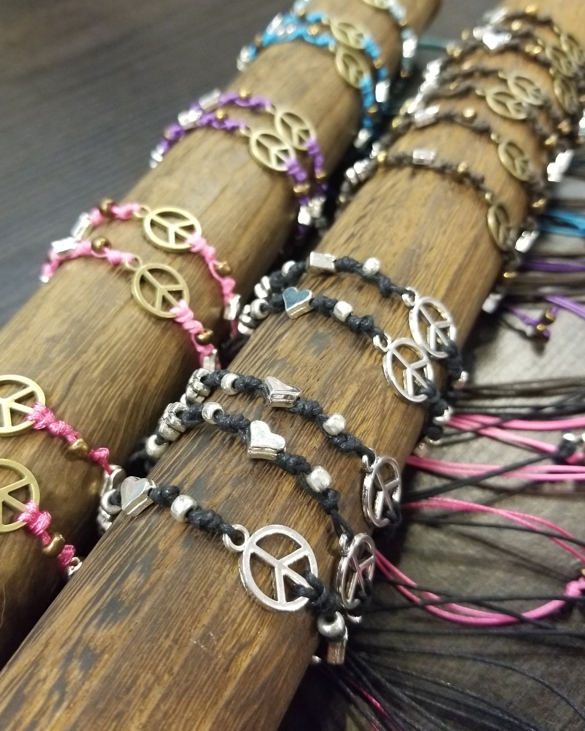 peace love joy adjustable hippie friendship bracelets