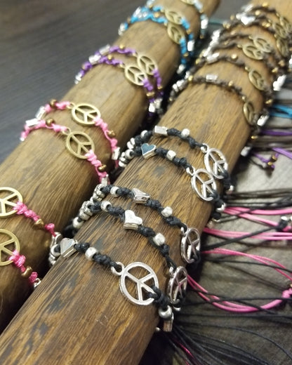 peace love joy adjustable hippie friendship bracelets