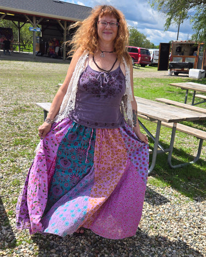 patchwork hippie skirt front