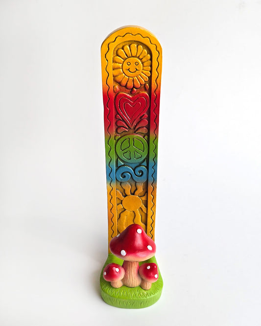 standing mushroom incense holder front