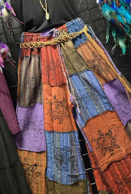 purple sun patchwork palazzo pants