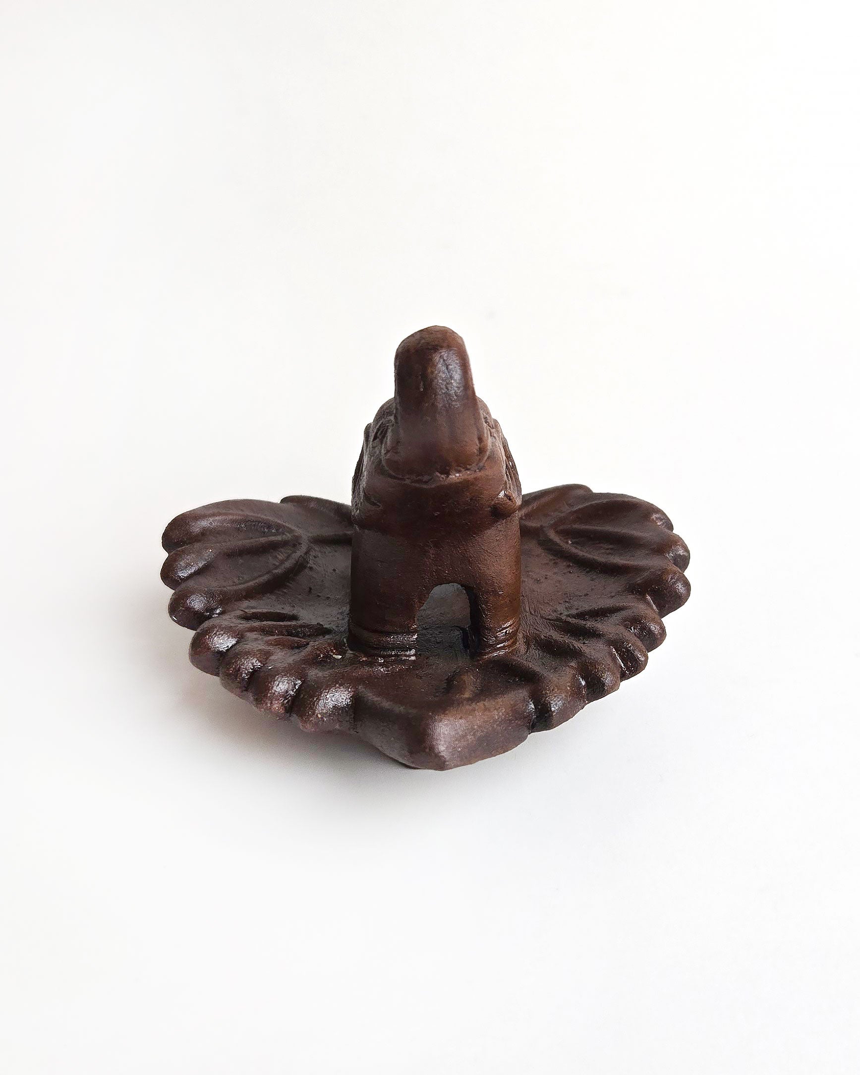 terra cotta elephant incense holder front