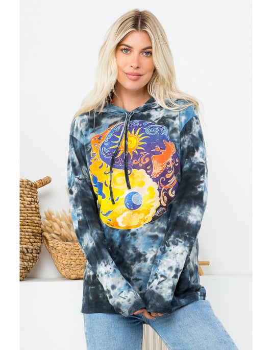 Yin Yang Tie Dye Hoodie T Shirt