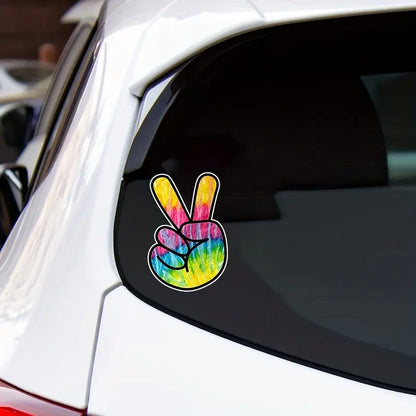 shown on vehicle peace sign hand sticker decal for cars at the boho hippie hut