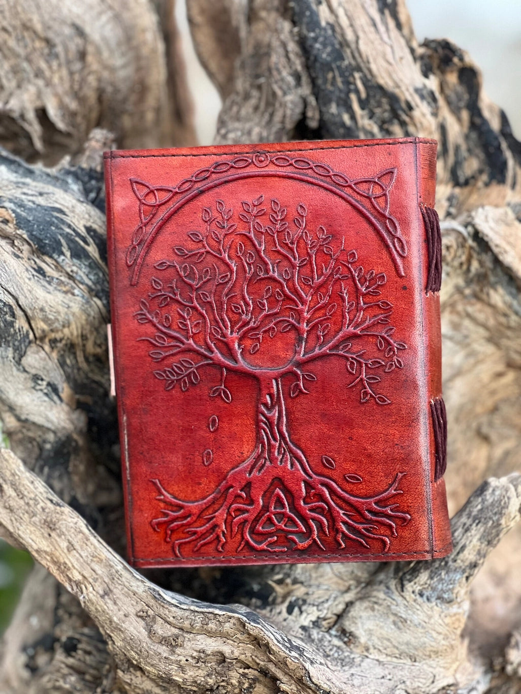 tree of life embossed leather writing  journal