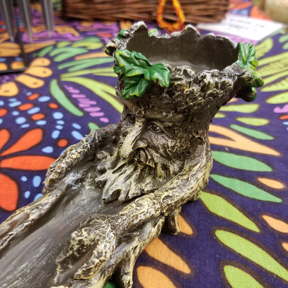 tree man incense holder for sticks or cones close up
