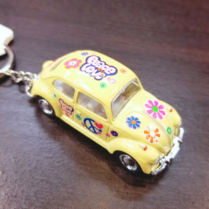 vw beatle car hippie keychain yellow