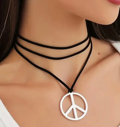 wrap peace sign hihppie necklace