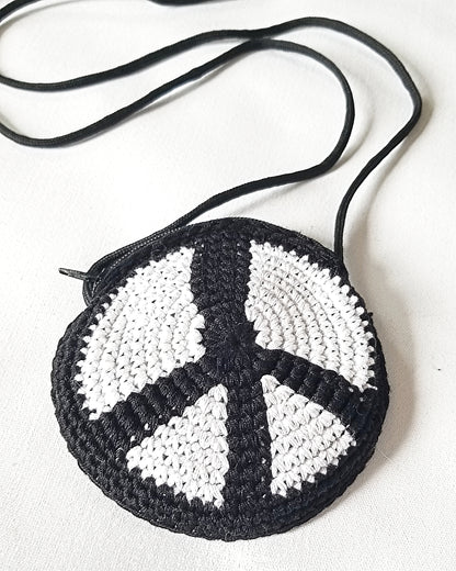 crochet peace sign coin purse at the boho hippie hut