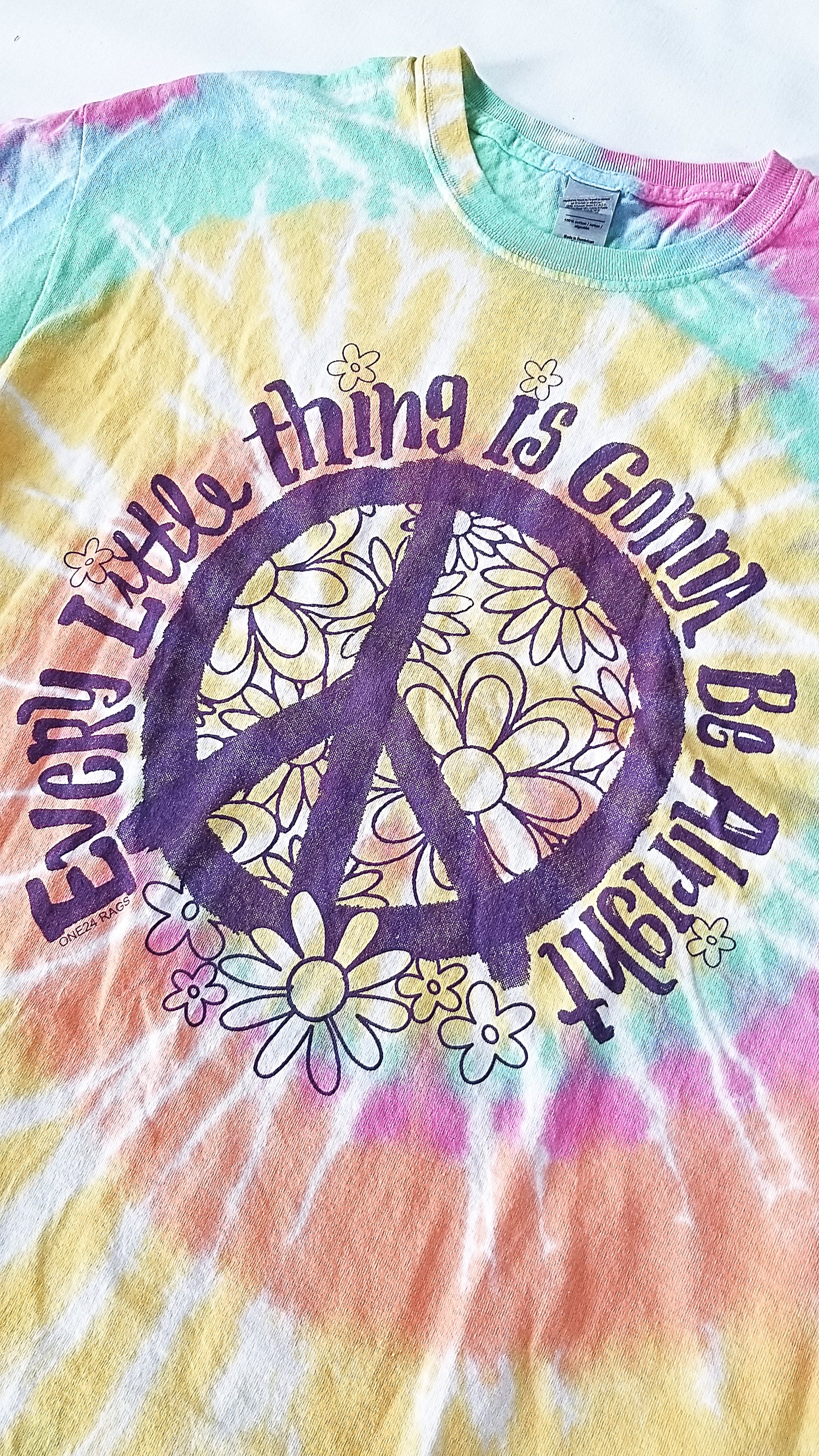 Peace Sign Floral Tie-Dye Small Tapestry