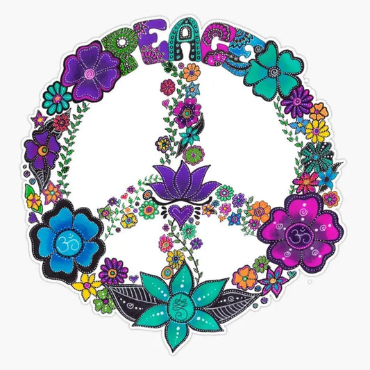 flower peace sign sticker the boho hippie hut