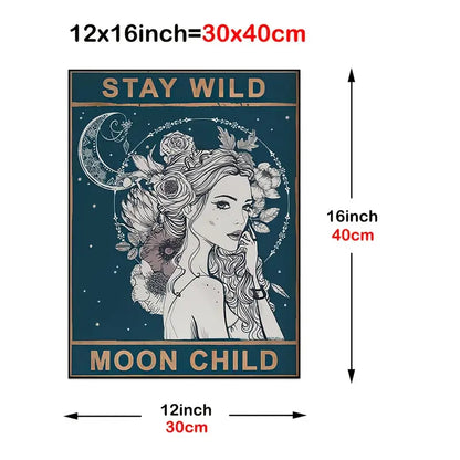 Stay Wild Moon Child Canvas Poster 12 x 16